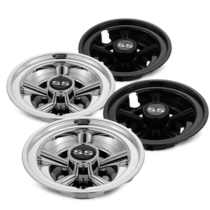 Tapacubos de 8 Pulgadas para Carritos de <span class=keywords><strong>Golf</strong></span> Yamaha/Club CAR/EZ-GO - Negro/Plateado - Product Image 1