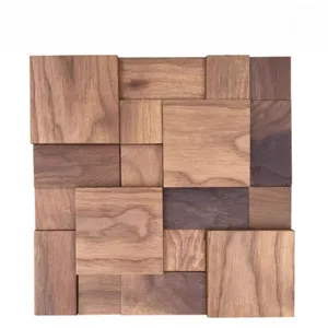 Nordic Light Luxury Soundproof Diffuser Wall Panel Mosaic Black Walnut Wood Timber Brick for TV Background Wall