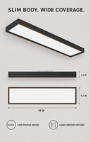 Lámpara LED Cuadrada de 4 Pies 3CCT para Cocina y Sala de Estar, Delgada, Decorativa, de Montaje Empotrado, Acrílica, para Renovación de Apartamentos