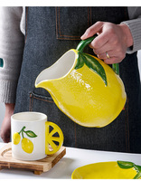 Assiette de forme spéciale de citron en relief peinte à la main créative assiette de petit déjeuner plat à Dessert personnalisé en gros
