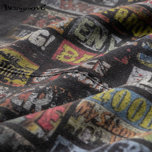 เสื้อผ้าสตรีทสไตล์เรโทรสุดเทรนดี้ แบรนด์ดีไซน์พิเศษ ลายเกล็ดหิมะเคลือบสีฝุ่น ทรงหลวมพิมพ์ลายขาดๆ - Product Image 4