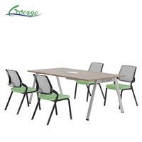 Table de conférence modulaire moderne en métal, bureau de salle de réunion, mobilier de bureau, luxe commercial, 8 à 10 personnes avec chaises