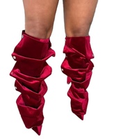 Bottines pour femmes, nouvelle couleur, talons hauts, bout pointu, boucle, jeans, bottes en denim style tie-dye, hauteur genou