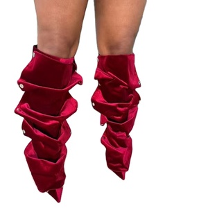 <span class=keywords><strong>Stivali</strong></span> da Donna Nuovi Colori <span class=keywords><strong>Tacco</strong></span> Alto Punta Affusolata con Fibbia Stile Tie-Dye in Denim al Ginocchio - Product Image 3