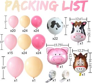 Kit de fête <span class=keywords><strong>gonflable</strong></span> en latex pour enfants, décoration d'anniversaire sur le thème des animaux de la ferme, avec guirlande et arche de ballons, motif <span class=keywords><strong>vache</strong></span> et fille. - Product Image 2