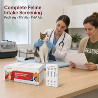Kit de test rapide pour le diagnostic vétérinaire des chats : bandelette de détection combinée des antigènes FeLV, FIV et FHV (Triple Test Virus)