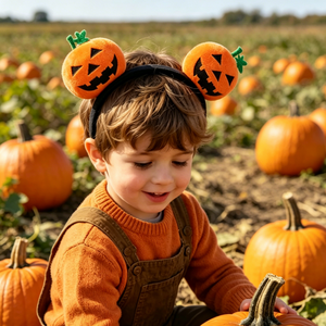 Accesorios para el Cabello para Niños y Adultos, Diadema de Calabaza Naranja para Disfraces de Halloween, Diadema de Jack O'Lantern - Product Image 1