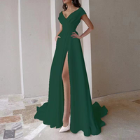 Robe de soirée élégante rouge 2026 pour femme, col en V, longueur ras du sol, robe de bal, robe de soirée formelle, tenue pour invitée de mariage