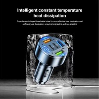 Cargador de Coche de 250W con 5 Puertos, Carga Rápida PD QC3.0, Adaptador de Cargador de Teléfono USB C para Coche con Indicador de Voltaje para iPhone, Samsung, Huawei, Xiaomi
