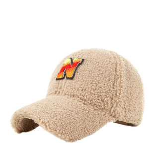 Fleece Baseball <b>Cap</b> With N Logo Unisex <b>Winter</b> Warm Hat For Outdoor Use - Product Image 1