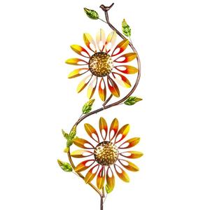 Two Sunflowers Metal <strong>Wind</strong> Spinner Garden Stake with Hummingbird, 360&deg; Rotating Rustic Windmill Outdoor Yard Lawn Decor - Product Image 4