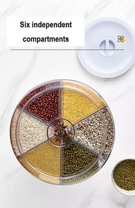 360 distributeur de grains, distributeur de nourriture de stockage de grains rotatif avec bouton résistant à l'humidité conteneur de stockage de cuisine domestique - Product Image 5