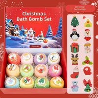 Coffret Cadeau de Sels de Bain de Noël en Gros, Lot de 12 Boules Nettoyantes Anti-Excès de Sébum en Forme de Jouet, 80g, pour Amis et Famille