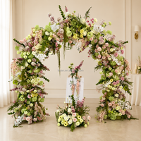 Décoration d'entrée pour fête d'anniversaire, ensemble d'arche verte, toile de fond, chemin de table de mariage, rangée de fleurs blanches, arche florale carrée artificielle en soie