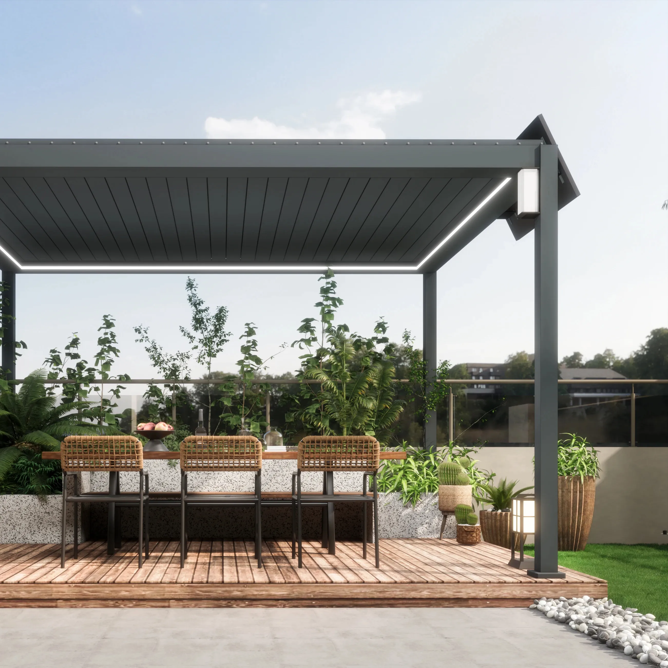 Wholesale Custom Terrace Roofing Pergola Retractable Pergola Aluminum Usine Aluminum Garden Metal Solar Aluminum Pergola