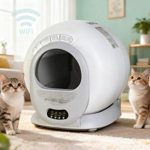 Kotak kotoran kucing pembersih otomatis yang sangat aman dengan kontrol aplikasi entri lebih rendah & kapasitas besar terbuat dari plastik tahan lama - Product Image 1