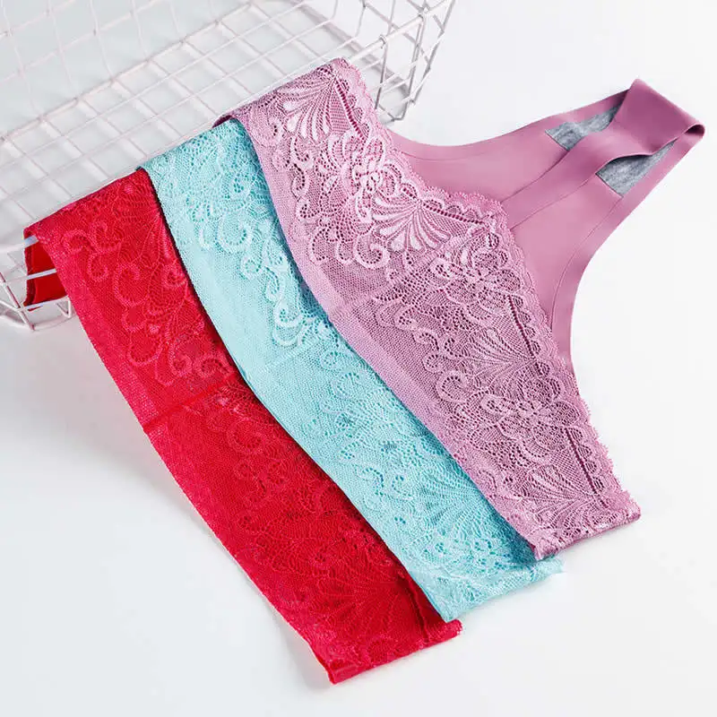 3XL Sexy thongs strings women's Embroidery low-rise lace sexy panties female underwear wholesale
