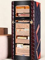 Humidor à cigares C5 152L avec revêtement en bois de cèdre, capacité 1200-1400 cigares, serrure à empreinte digitale, refroidisseur intelligent WiFi, 16-22 60-75% HR