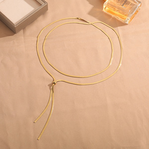 Collana a catena catena a catena lunga in oro Vintage da donna di fascia alta da donna con ciondolo stile romantico - Product Image 4