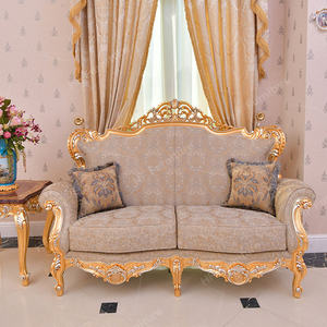 Ensemble de canapés de salon de luxe classiques canapés en bois massif de <span class=keywords><strong>grande</strong></span> taille avec finition or noble meubles de maison - Product Image 1