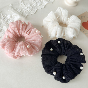 Nouveaux Accessoires Cheveux Tendance <span class=keywords><strong>pour</strong></span> Filles – Élastiques Élégants <span class=keywords><strong>pour</strong></span> Femmes, Couleur Unie, Perles, Chouchous <span class=keywords><strong>pour</strong></span> Femmes - Product Image 1