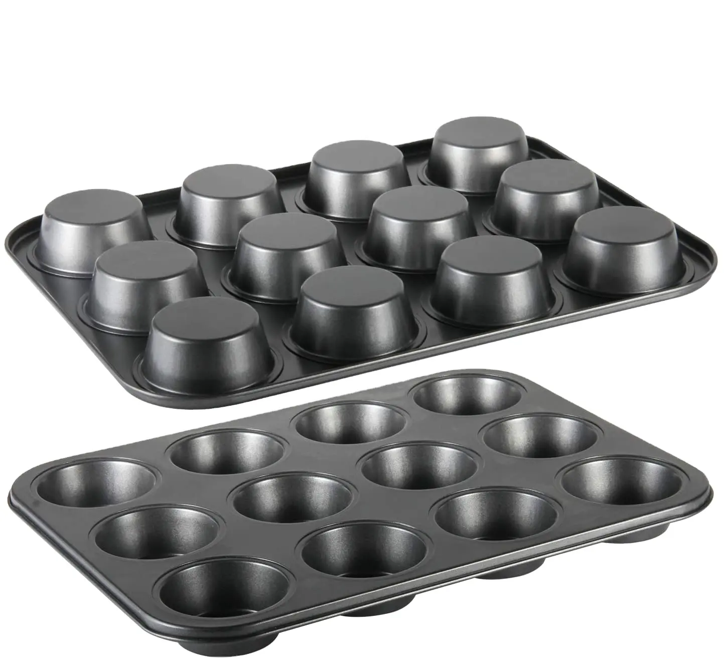 Wideny Carbon Staal Non-stick Custom Black Bakvormen 12 Cup Muffin Pan, non Stick Vierkante Kerst Cupcake Bakplaat Voor Oven