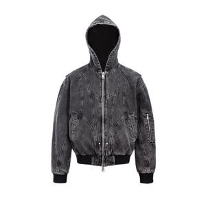 Vintage Cold Dyed Duck Canvas Heavyweight Bomber Jacket for <b>Men</b> Custom Logo <b>Hoodies</b> Sweatshirts Autumn Jacket Manufacturer - Product Image 1