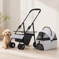 Poussette pour chien 2-en-1 détachable, légère et pliable, avec fenêtre avant en maille respirante, logo personnalisé, usine OEM