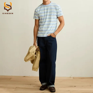 Custom Striped Short Sleeve T Shirt Casual Summer Loungewear Short <b>Men</b> Striped Everyday Crew <b>Neck</b> Tee <b>tshirts</b> - Product Image 1
