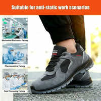 Sepatu Keselamatan Anti-Statik ESD Low Cut Unisex dengan Pelindung Ujung Baja, Kulit Suede, Bernapas, Anti-Tusuk, untuk Elektronik