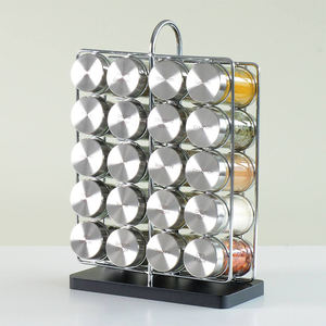 Ensemble d'épices modernes en acier inoxydable avec 20 bocaux en verre, support organisateur de <span class=keywords><strong>baguette</strong></span>, étagère avec support - Product Image 3