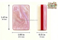 Ensemble de tuiles de mahjong en acrylique de luxe, style américain, motif opale rose, avec motifs classiques chinois, idéal pour le thé de l'après-midi (vente en gros)