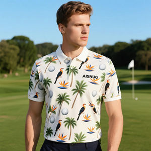 Kaus Polo mewah motif sublimasi, Kaus musim panas pria, kaus Polo lengan pendek kasual motif untuk pria - Product Image 3