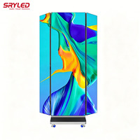 Pantalla LED Plegable P2.5 de 3 Pliegues con Acceso Frontal, Protección GOB HD, Ruedas Galvanizadas, Pantalla LED Plegable de Tres Pliegues para Interiores