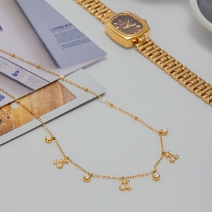 Collar Impermeable de Acero Inoxidable con Baño de Oro de 18k y Diamantes Cultivados en Laboratorio, Diseño de Cereza, para Mujer - Product Image 5