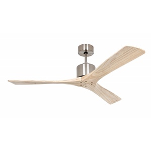 Ventilador de techo de madera maciza con acabado en níquel cepillado y cromo de lujo, de 52 pulgadas y con 3 aspas. - Product Image 1
