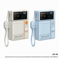 Batterie externe magnétique sans fil multifonction 10000 mAh en PVC avec câble intégré, batterie au lithium polymère, charge rapide, chargeur portable