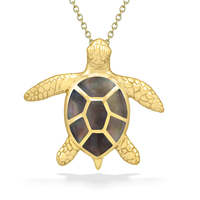 Collier pendentif queue de baleine en argent 925 et or 14 carats, avec coquille de nacre naturelle noire (MOP), thème vie marine tropicale des Caraïbes