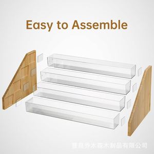 Bamboo Wood <b>Tea</b> Bag Storage Rack 3 Tier Desktop Organizer For Coffee Sugar Cosmetic Perfume Multipurpose Rectangle <b>Standing</b> Type - Product Image 5