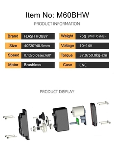 Flashhobby Ultra Torque 60KG 800oz 14V HV 3S Servo numérique brushless étanche à engrenages métalliques pour voiture <span class=keywords><strong>RC</strong></span>, robot, pompe industrielle - Product Image 6
