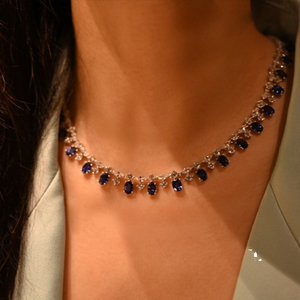 Moda di lusso 33 carati <span class=keywords><strong>collana</strong></span> di zaffiri coltivati S925 argento Mosan Diamond Set luce di lusso principessa Link farfalla - Product Image 1