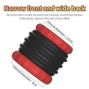 Đôi dương vật vòng cho nam giới-Đen + Đỏ Silicone Cock Ring cho khó khăn hơn còn mạnh mẽ hơn Cương Cứng-cương cứng tăng cường đồ chơi tình dục - Product Image 5