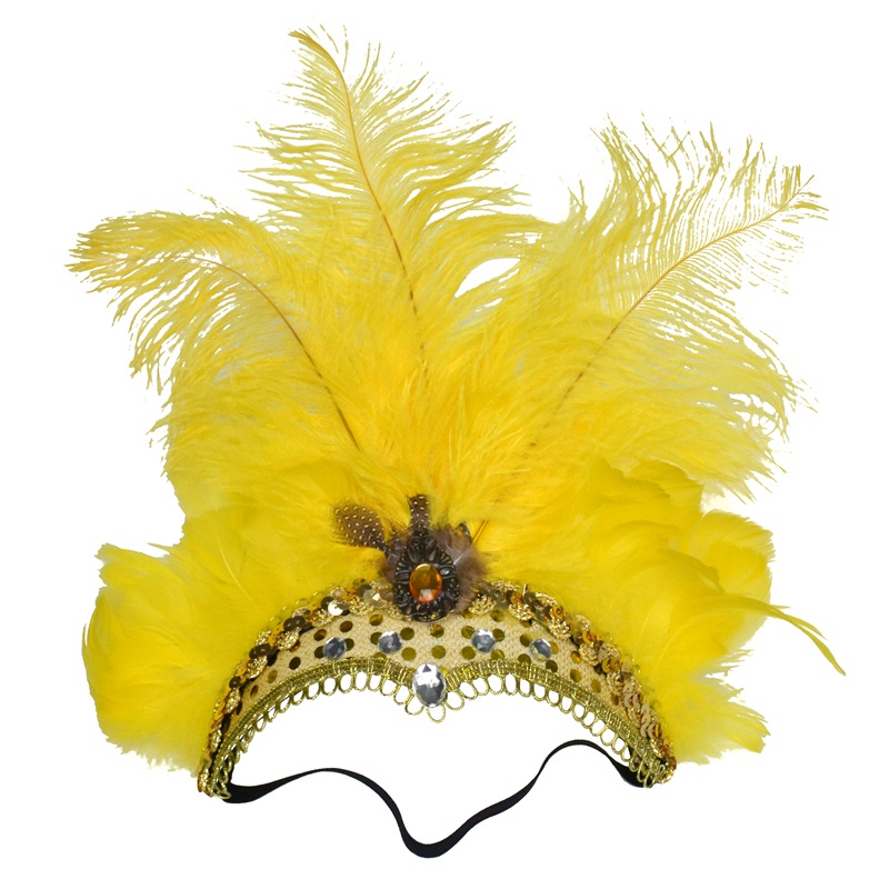 Fascia Per Capelli Con Paillettes E Piume Finte Woeoe - Copricapo Elastico Per Feste In Maschera, Carnevale, Rave (Verde)