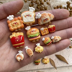 Chapeau de chef de dessin animé, pain, hamburger, aimant de réfrigérateur en résine DIY sur le thème alimentaire, breloques pour téléphone, décorations pour nail art, accessoires pour cheveux - Product Image 5