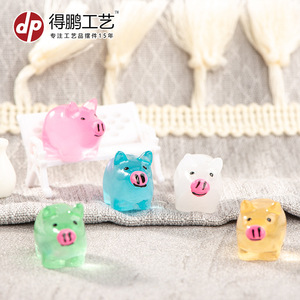 Figuritas de cerdos de resina de colores, decoraciones de paisajes en miniatura, adornos de escritorio, blanco lechoso, rojo rosa, verde, azul, naranja, rosa - Product Image 3