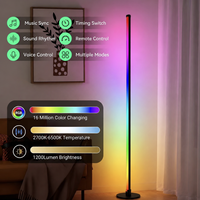 Lámpara de Pie LED RGB Inteligente Multifunción, Sincronización Musical, Ritmo Ambiental, Alto CRI 90, Altura Ajustable, Control Remoto/App/Voz