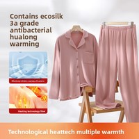 Bayan Lüks Pijama Pantolon Kış Çentikli Yaka Alman Polar Termal Polar Astarlı Kalınlaştırılmış Uzun Kollu Üst Pantolon Takımı