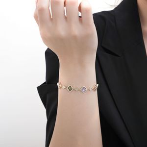 Crystal <b>Flower</b> <b>Bracelet</b> With Zircon Inlay Bezel Setting For Everyday Wear - Product Image 2