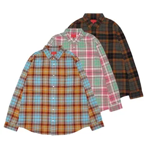 Man Checked Shirts Spring Summer Casual Cotton Flannel Shirt Plaid Shirts For Man