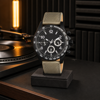 Montre-bracelet pour homme, mouvement à quartz multifonctionnel, boîtier en acier inoxydable, bracelet en cuir véritable, montre de mode élégante